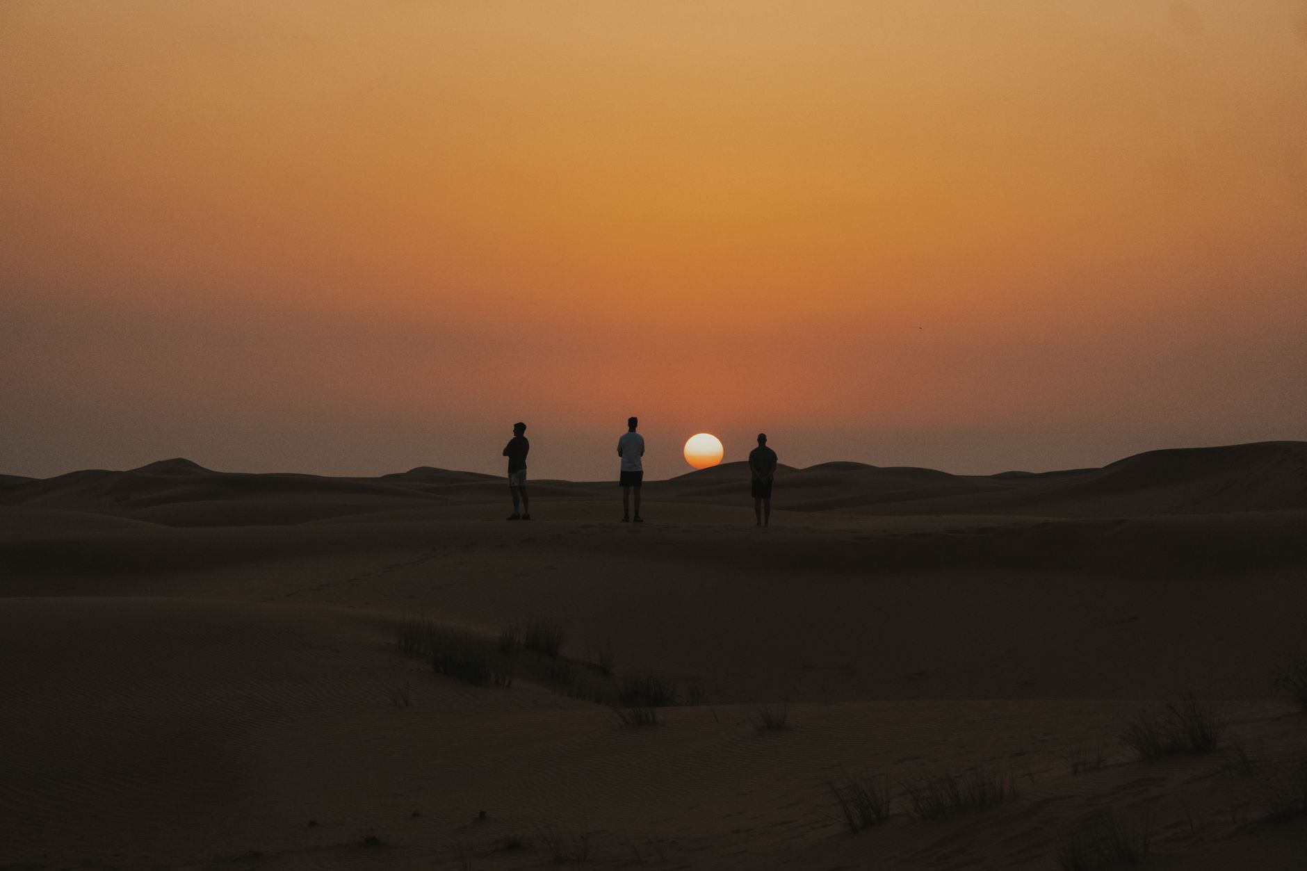 Písečné duny dubajské pouště při západu slunce