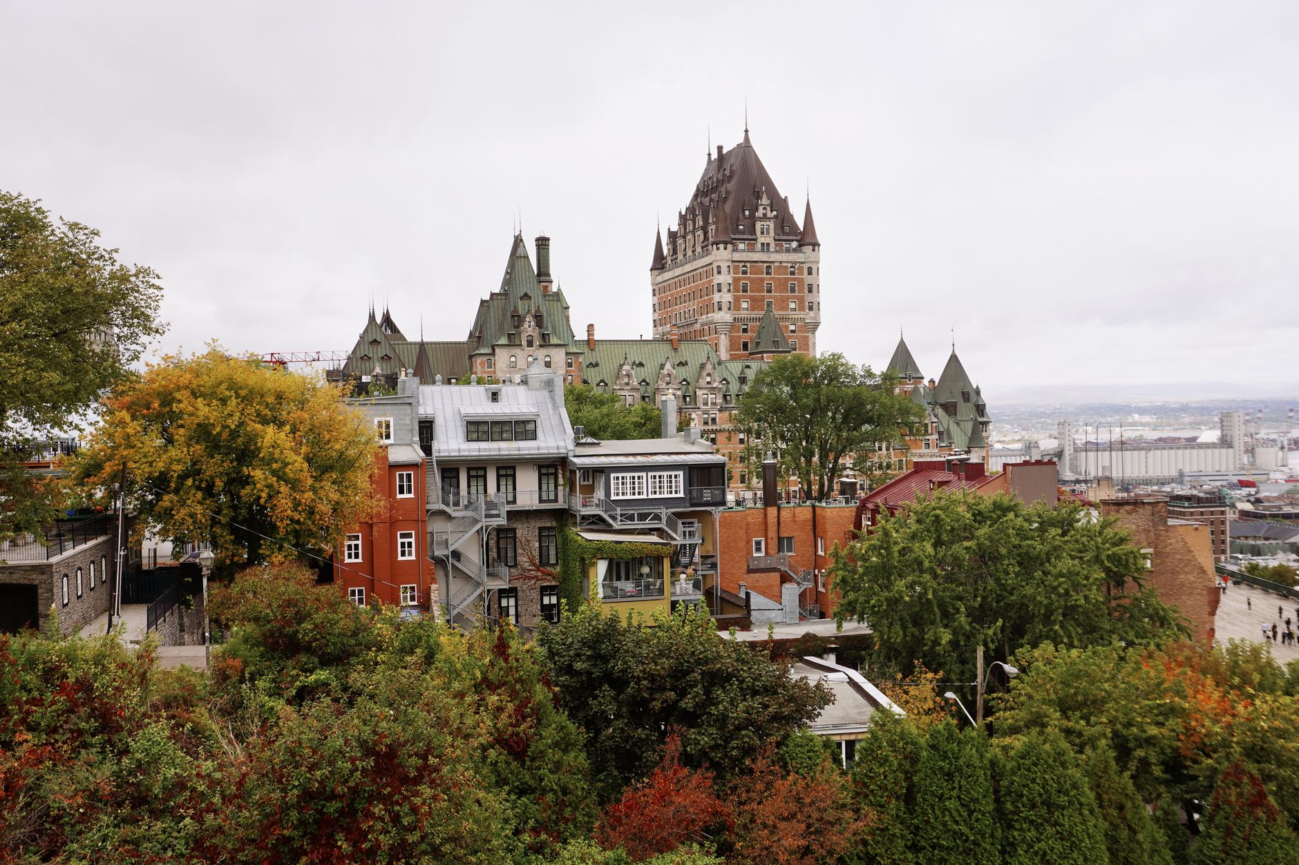 Hotel Château Frontenac nad Starým Městem Quebec City a řekou svatého Vavřince