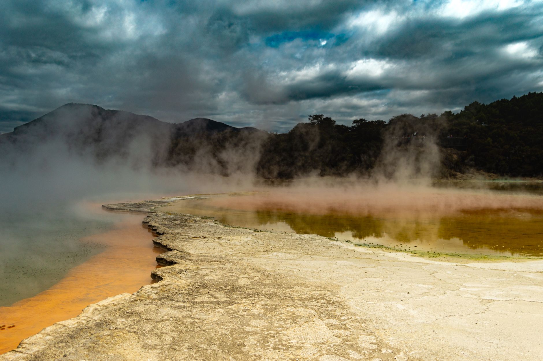 Erupce gejzíru Pohutu v geotermálním údolí Te Puia v Rotorua na Novém Zélandu
